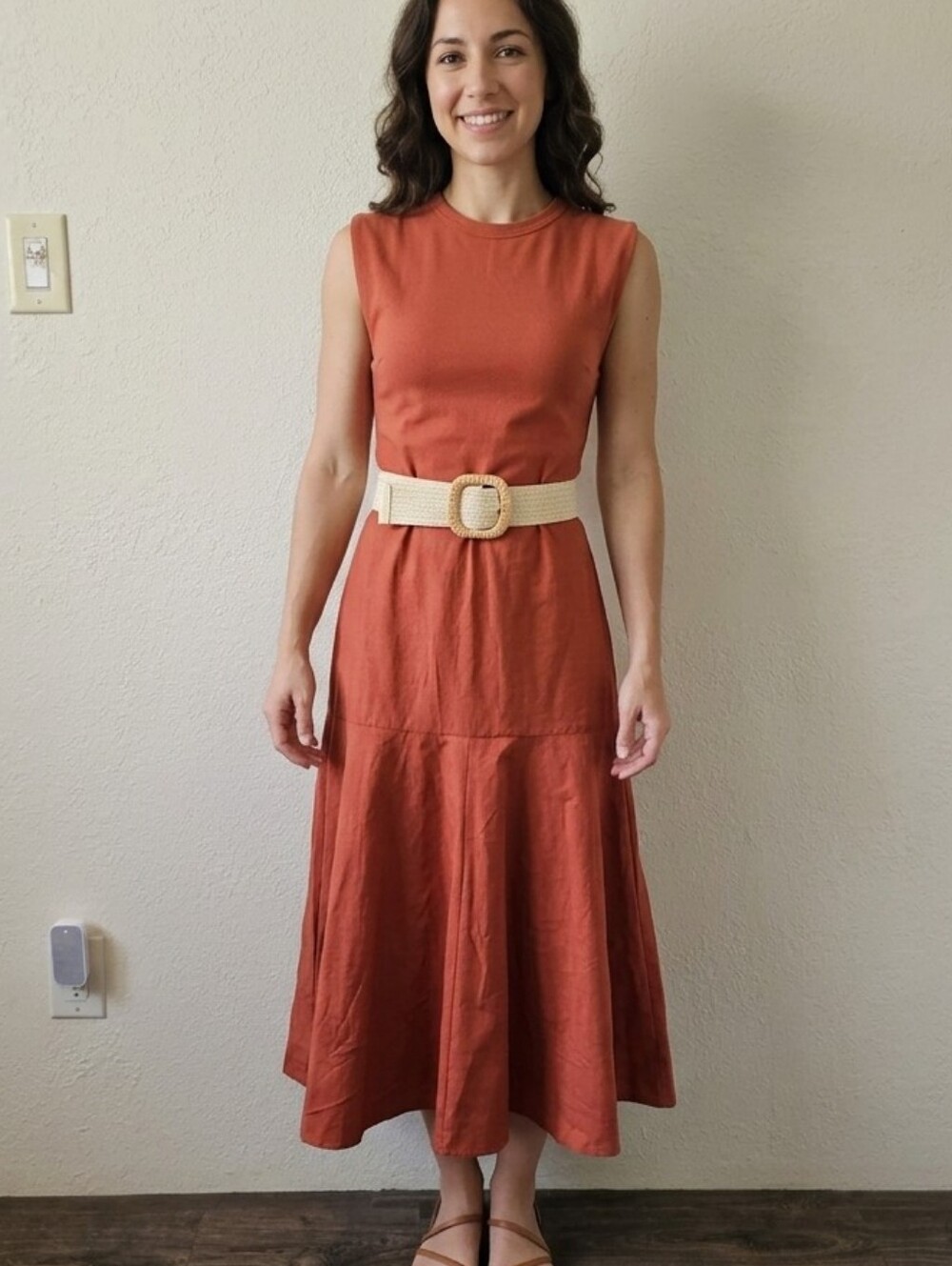 Zara Rust Orange Midi Dress
